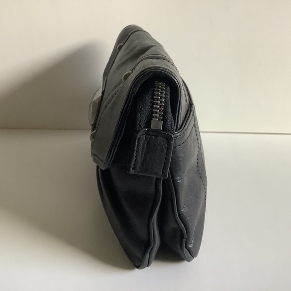 Betsey Johnson Black Leather Clutch with Silver Detail - Picture 2 of 10